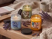Set of 3 Scented Candles FRUITY BLOOM Soy Wax Fresh Notes Floral Notes_1187642
