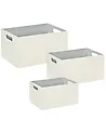 Set of 3 Boxes LARSA Faux Leather Beige