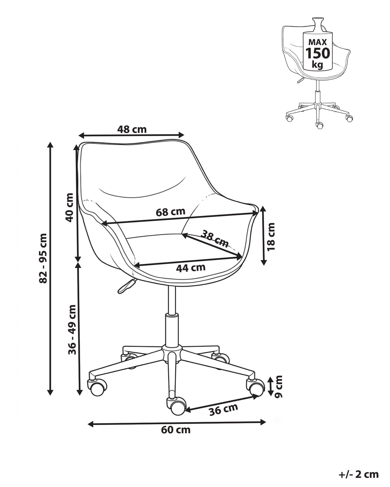 Sedia da scrivania ARDELLE Bouclé Bianco_1085602