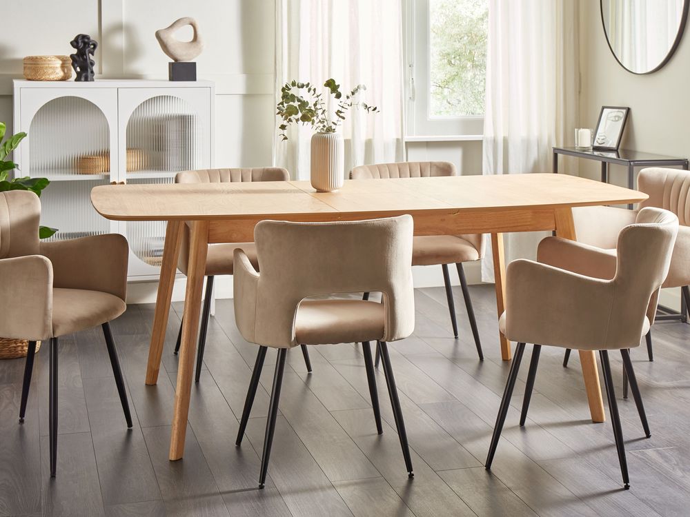 Mesa de jantar extensível MADOX Carvalho claro 150/190 cm 90 cm