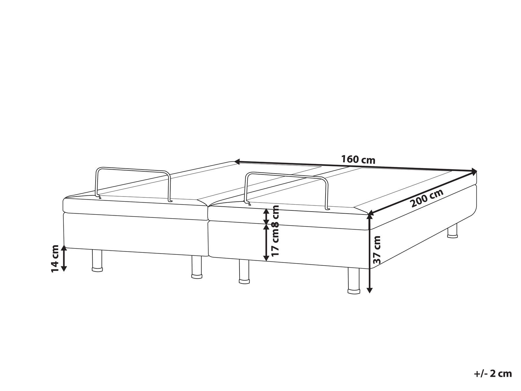 Adjustable Bed without Headboard Fabric DUKE II 160 x 200 cm (EU King Size) Beige_988257