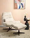 Swivel Armchair TOVIK with Footstool Chenille Light Beige