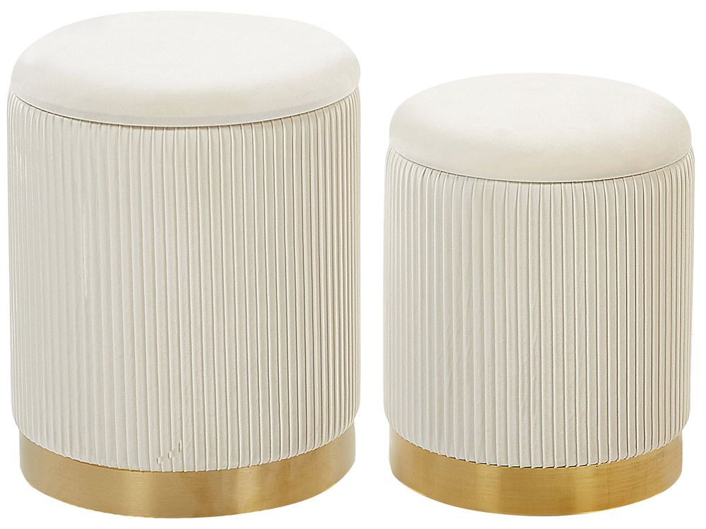 Lot de 2 poufs avec rangement MIRAMAR Velours Blanc