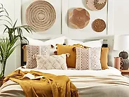 Cuscino decorativo MALUS 45 x 45 cm Cotone Marrone chiaro Trama orientale_1178448