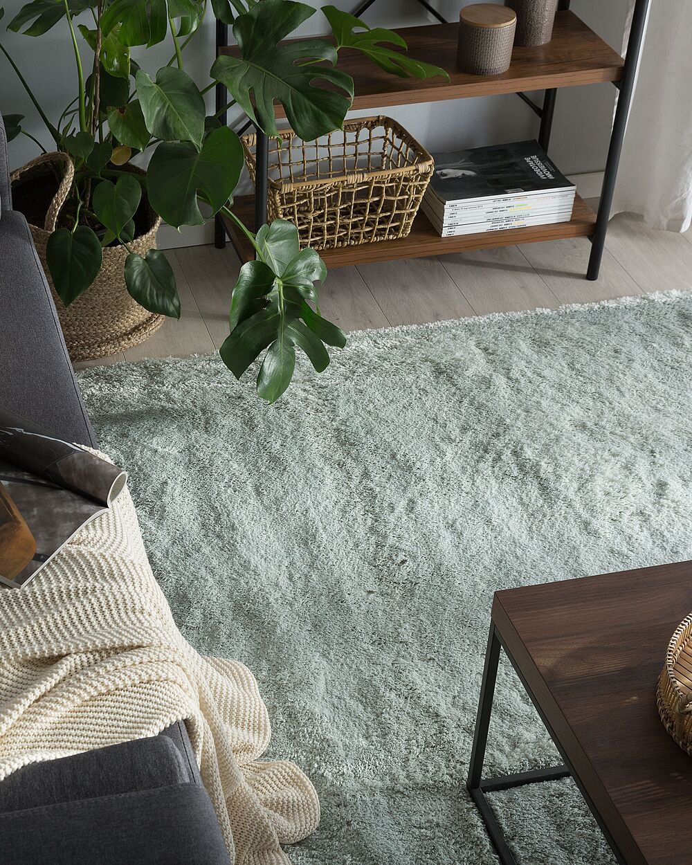 Tappeto Shaggy EVREN Verde menta 200 x 200 cm