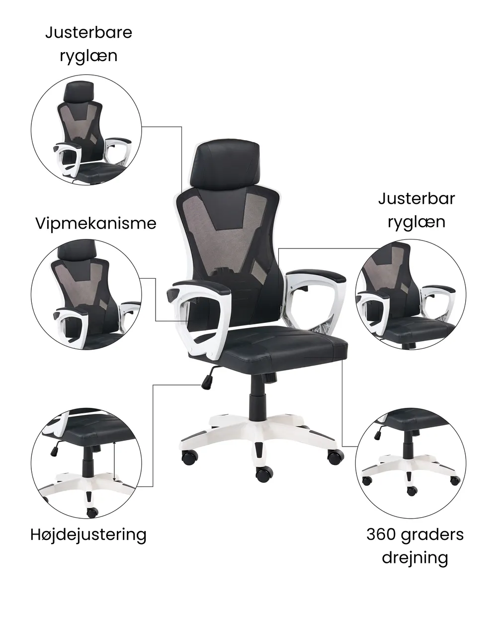 Kontorstol IGNIS Kunstlæder Hvid_1074212