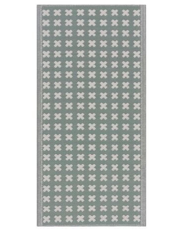 Zelený venkovní koberec s geometrickým vzorem 90 x 180 cm ROHTAK 