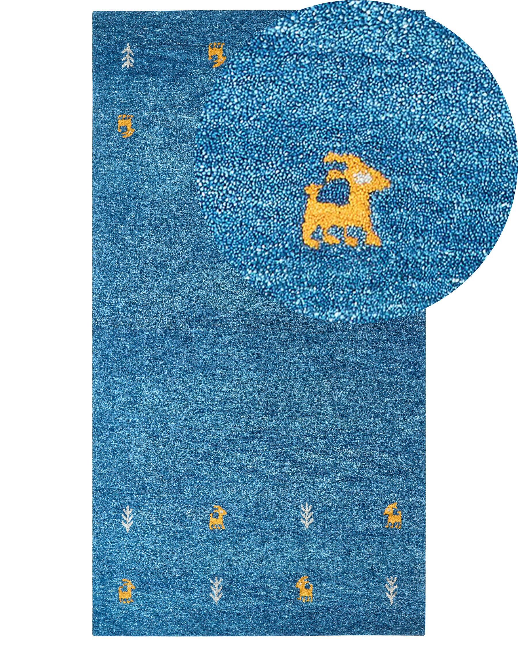 Tapis gabbeh en laine 80 x 150 cm bleu CALTI_855841