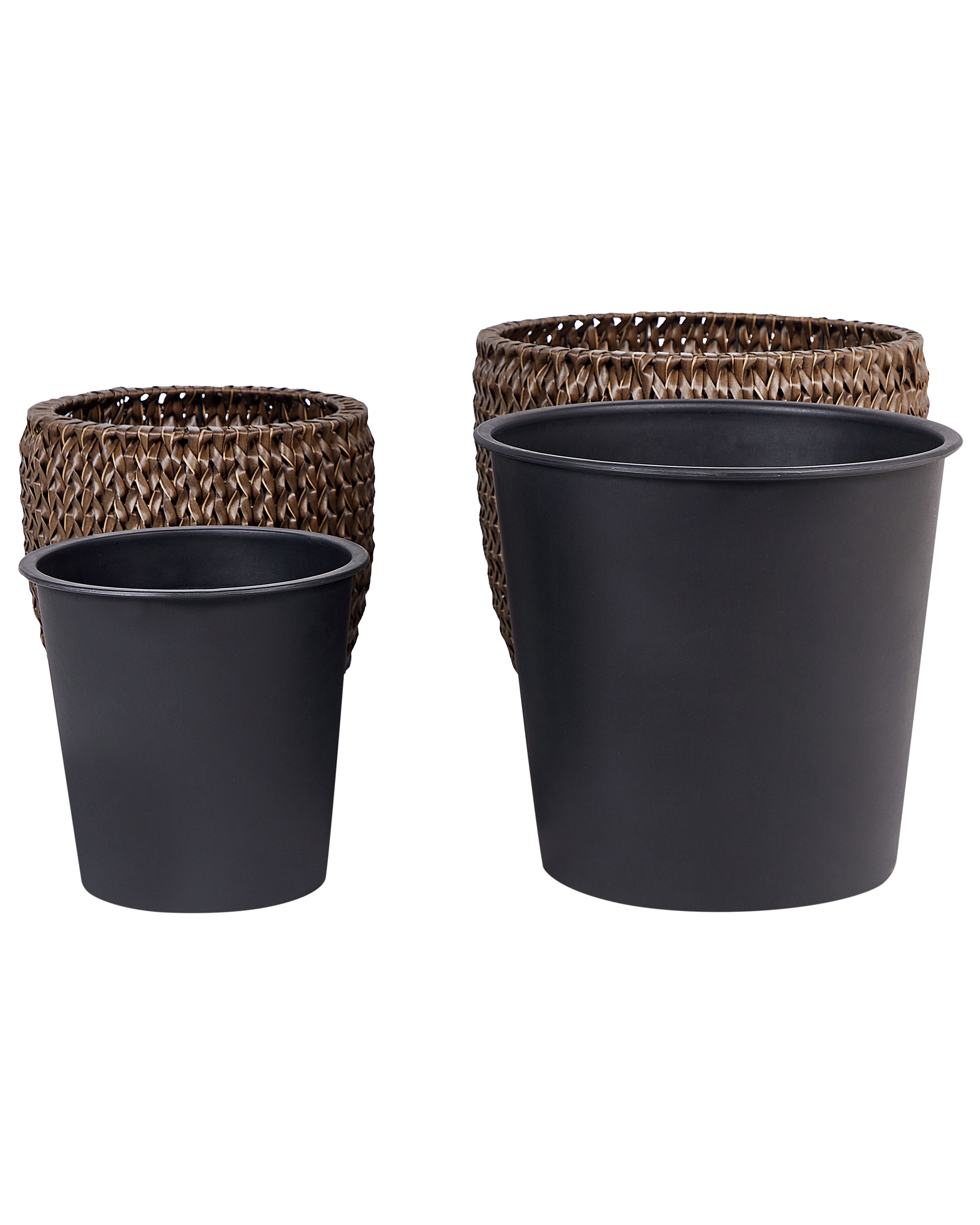 Blumentopf 2er Set Rattan dunkelbraun rund BERBERIS Beliani.ch