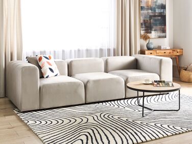 3 Seater Modular Velvet Sofa Beige FALSTERBO