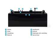 Hoek bubbelbad met LED VARADERO 183 x 90 cm Zwart linkszijdig_787095