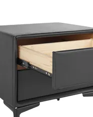 2 Drawer Bedside Table SEZANNE Faux Leather Black_795390
