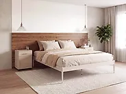 Bed Metal VAURS 160 x 200 cm (EU King Size) Light Beige_1165419