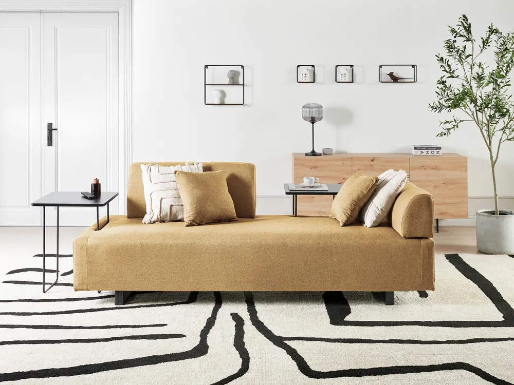 Sofa dla 3 osób SOKNA ze stolikami Żółty