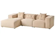 Corner Sofa 3 Seater DOLVA Corduroy Beige Right Hand_984470