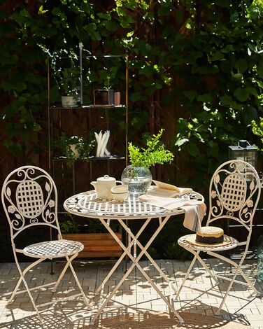 Set of 4 Metal Garden Folding Chairs Off-White BIVIO