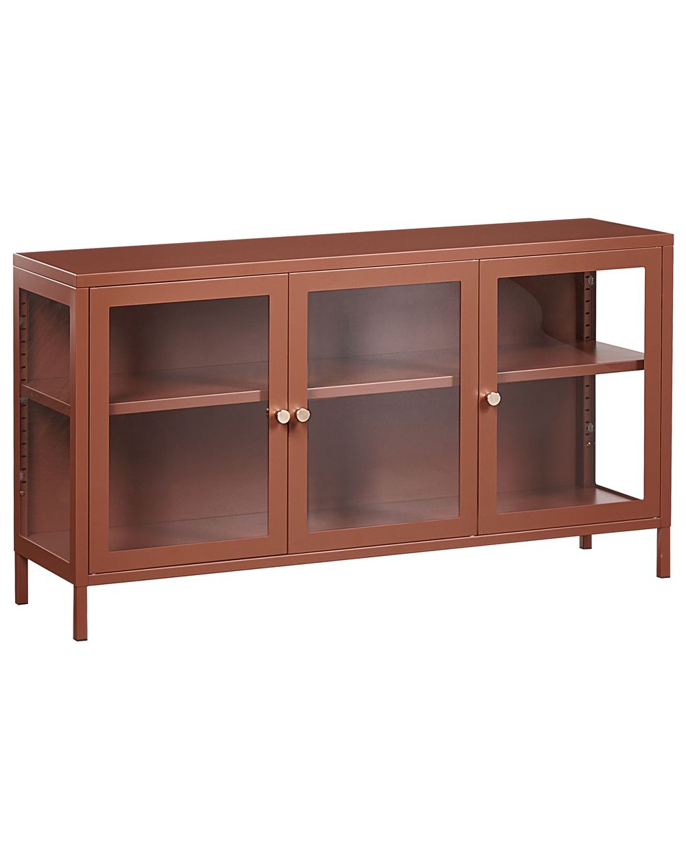 Aparador com vitrine NEWPORT 115 cm Metal Castanho dourado
