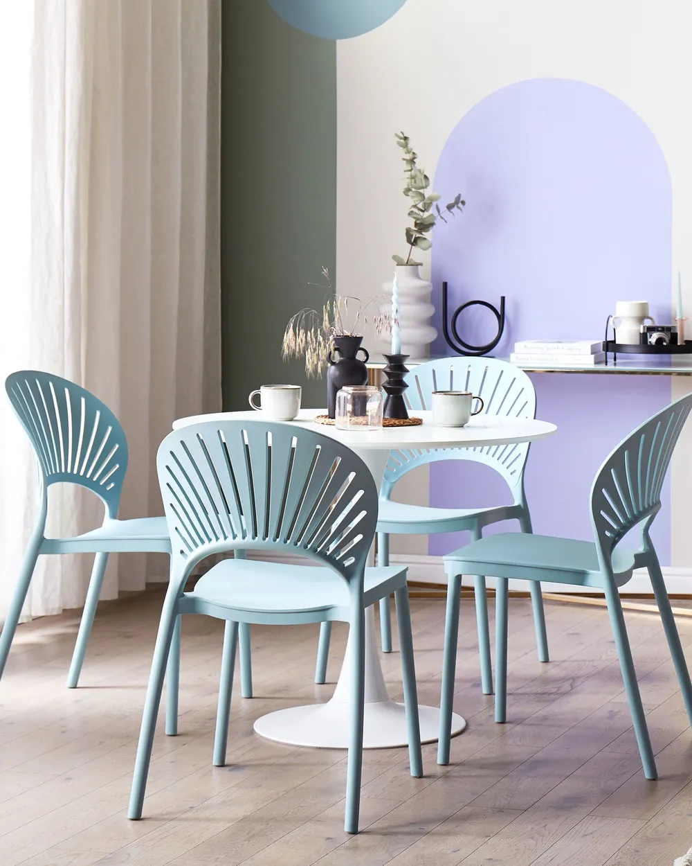 Set of 4 Garden Chairs OSTIA Light Blue_825354