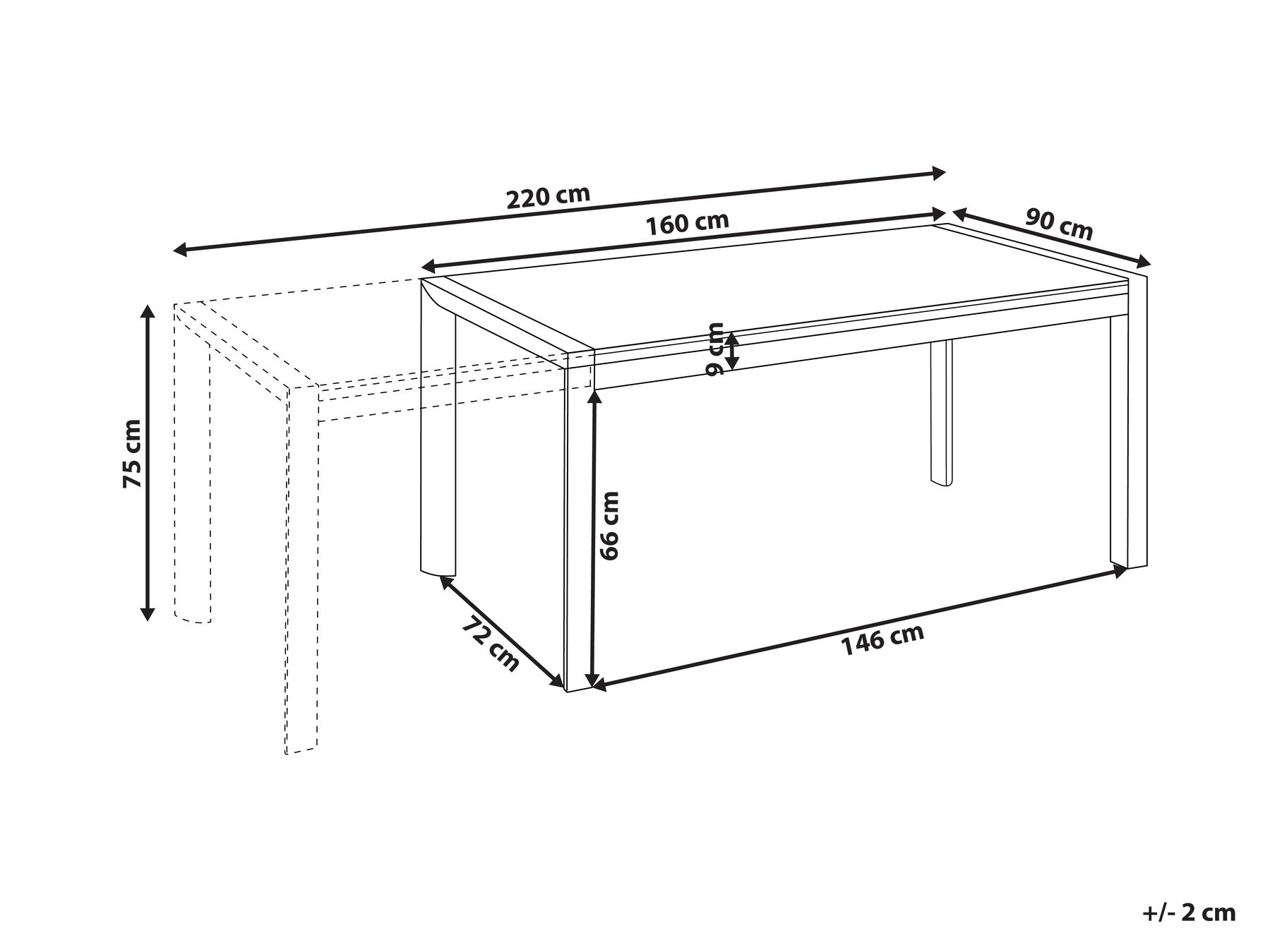 Extending Garden Dining Table BINASCO 160/220 cm 90 cm Stone Effect Grey_1044747