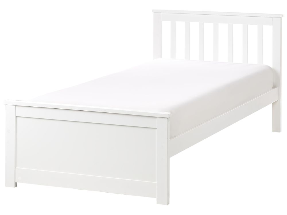 Lit avec sommier Bois de pin OLENDON 90 x 200 cm Blanc