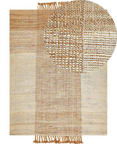 Teppich Jute sandbeige 160 x 230 cm geometrisches Muster Kurzflor HAMZALAR