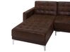 Schlafsofa Kunstleder Old Style braun rechtsseitig mit Ottomane ABERDEEN_717125