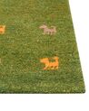 Gabbeh Teppich Wolle grün 200 x 300 cm Tiermuster Hochflor YULAFI_855763
