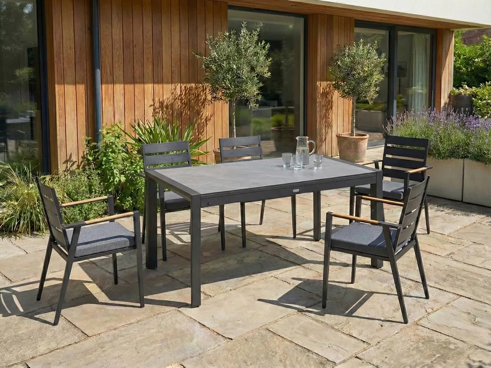Extending Garden Dining Table BINASCO 160/220 cm 90 cm Stone Effect Grey_1044735