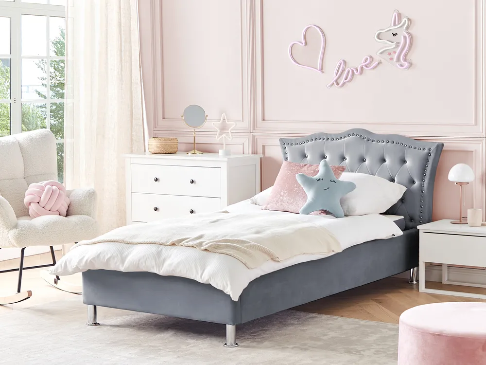 Cama Veludo METZ 90 x 200 cm Cinzento_861360