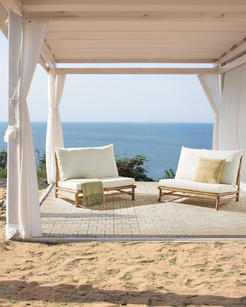 Set of 2 Bamboo Chairs Light Wood and White TODI Beliani.es