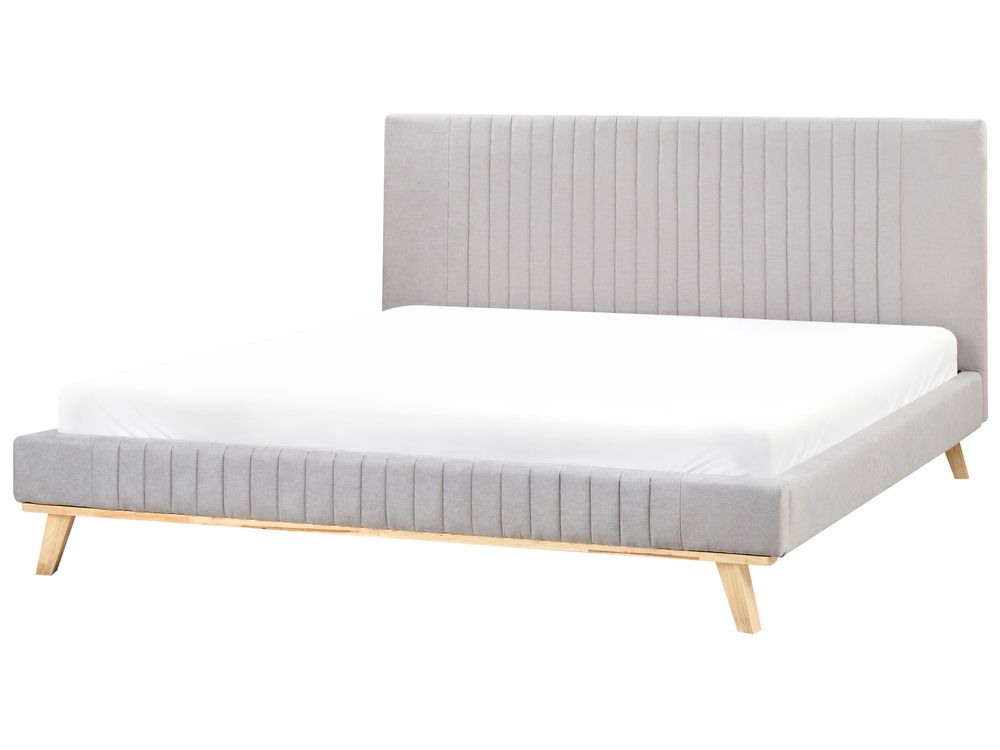 Bett mit Lattenrost Chenillegewebe TALENCE 180 x 200 cm Hellgrau