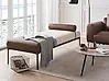 Chaise Longue MALMOS Faux Linen Faux Leather Dark Brown