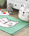 Dětský koberec s kočkou, 60 x 90 cm, zelený HOWRAH_790869