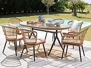 Set da pranzo da giardino 6 posti ALIANO con cuscini Rattan sintetico (PE) Rosa pastello_1172880