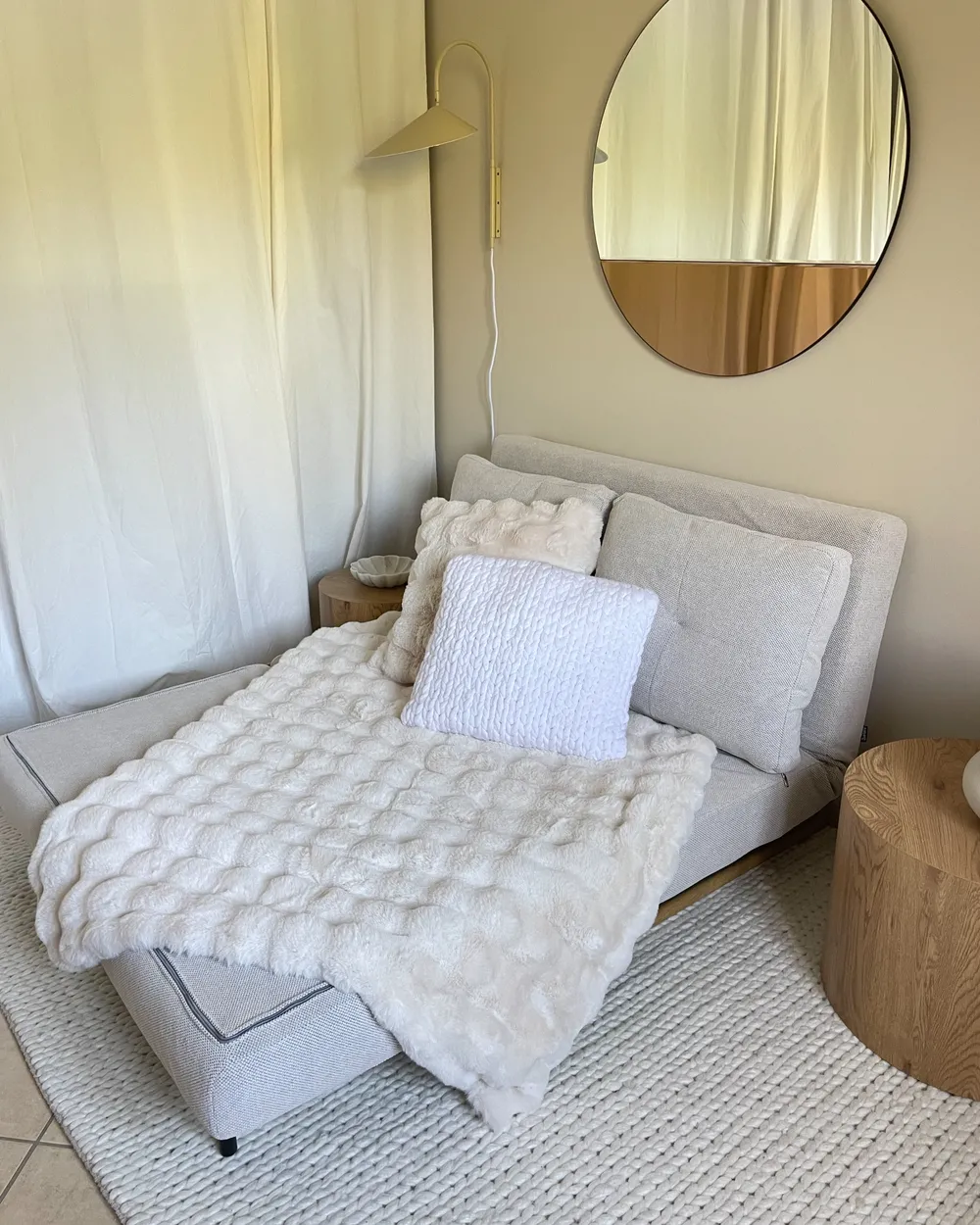 Sofa Bed 2 Seater JERSLEV Fabric Off-White_1035991