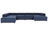 Right Hand 5 Seater Modular Jumbo Cord Corner Sofa Blue APRICA_909318