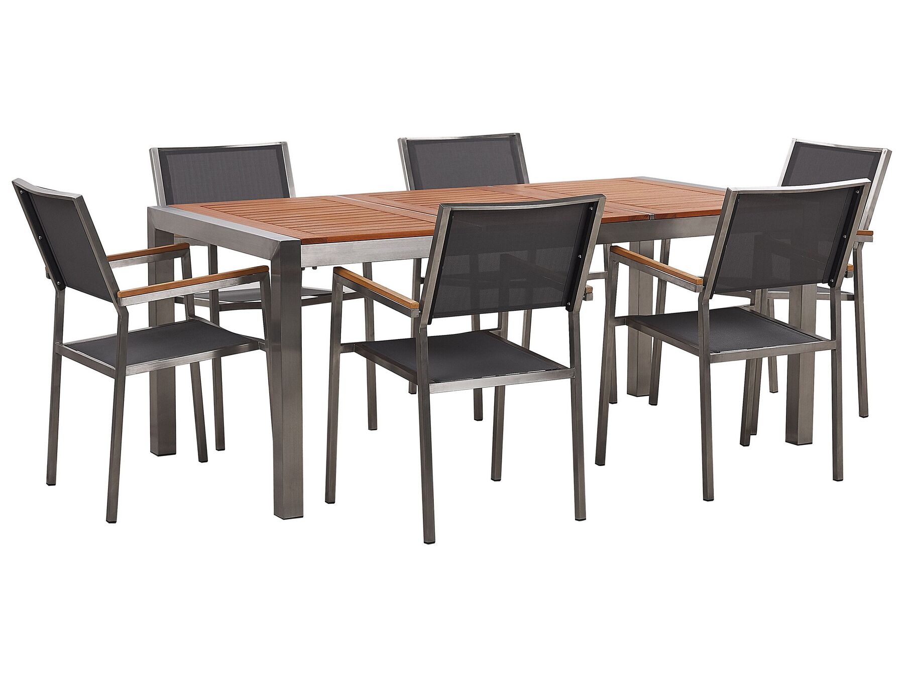 Trädgårdsmöbelset av bord och 6 stolar eukalyptusträ/grå GROSSETO_768424