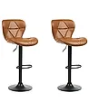 Conjunto de 2 sillas de bar VALETTA giratoria Piel sintética Marrón dorado