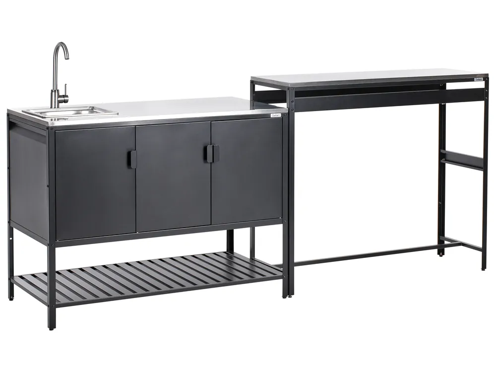 Piece Outdoor Kitchen Set with Sink MAENZA Metal Black
