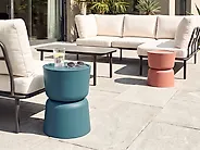 Set of 2 Side Tables ATACAMA 32/40 cm 32/40 cm Teal Orange_1172193