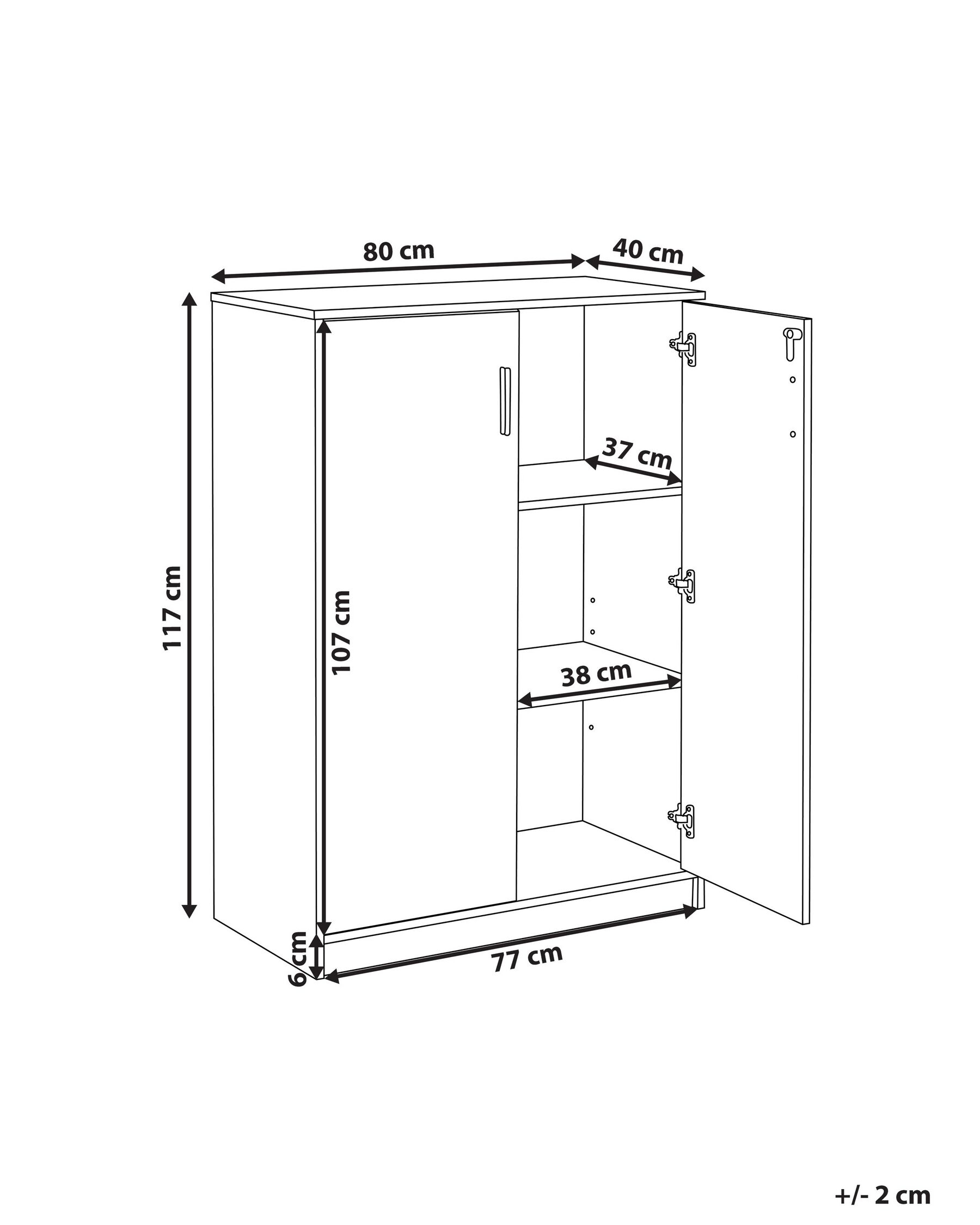 2 Door Storage Cabinet 117 cm Light Wood and Black ZEHNA_885539 2 Door Storage Cabinet 117 cm Light Wood and Black ZEHNA_885539