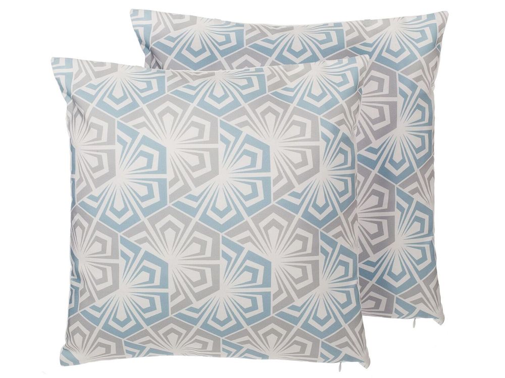 Set di 2 cuscini PRIMROSE 45 x 45 cm Azzurro Trama Ikat