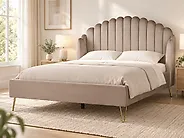 Lit avec sommier Velours AMBILLOU 140 x 200 cm Taupe_1178818