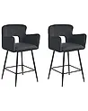 Set of 2 Bar Chairs SANILAC Velvet Black