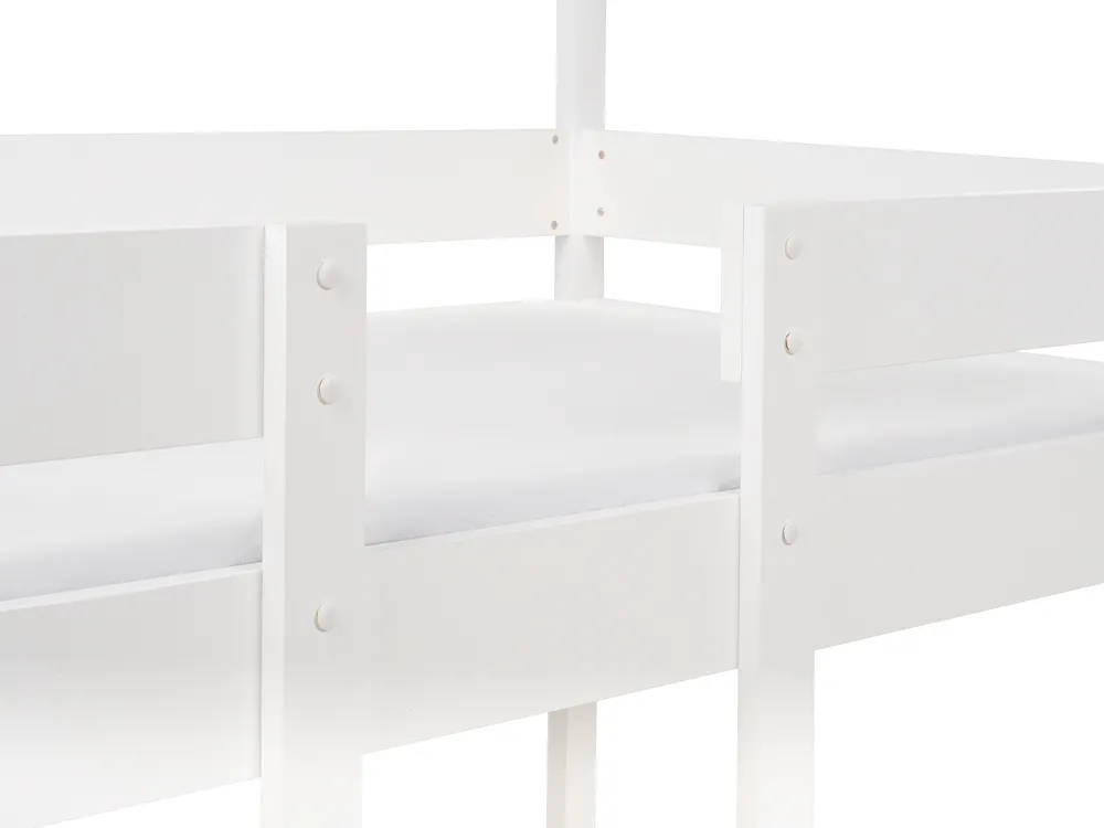 Bunk Bed House Pine Wood LABATUT 90 x 200 cm (EU Single) White_911510