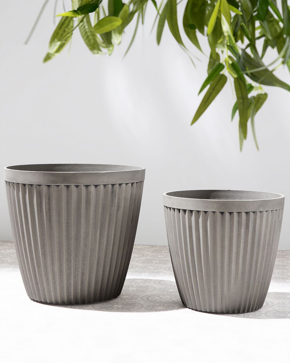 Lot de 2 pots de fleurs POKA 36 cm Taupe