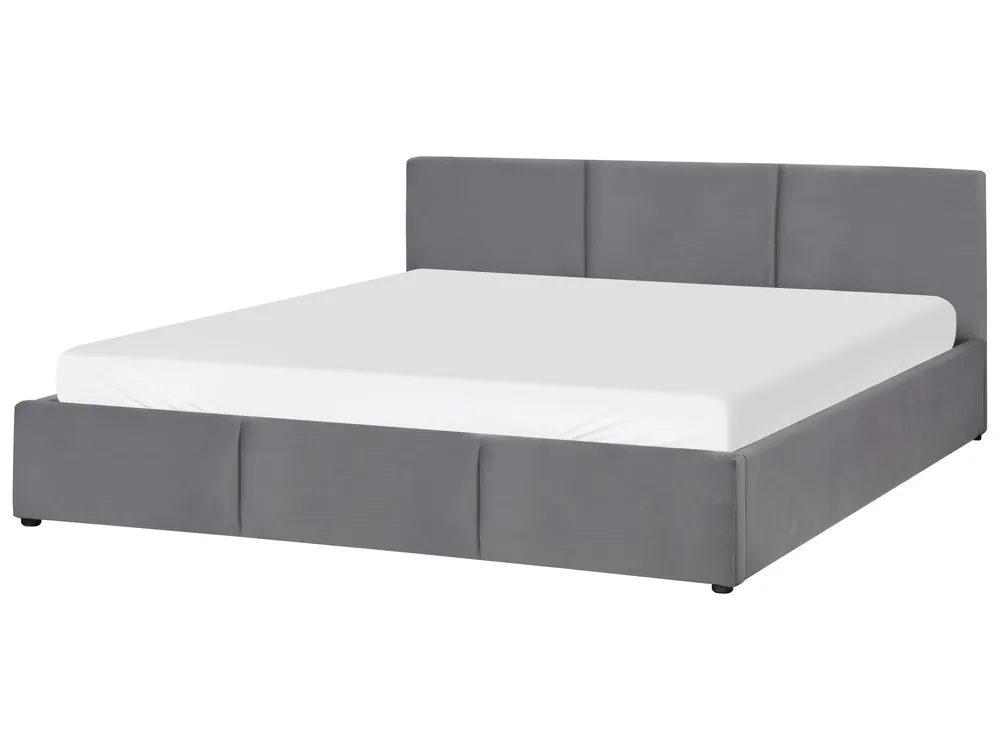 Ottoman Bed BOUSSE Velvet Dark Grey 180 x 200 cm (EU Super King)_862604