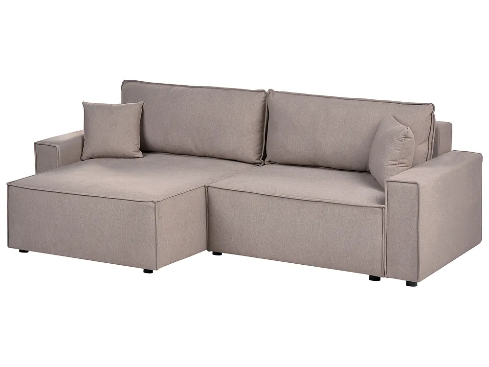 Corner Sofa Bed TORSANG Reversible Fabric Taupe_1198783