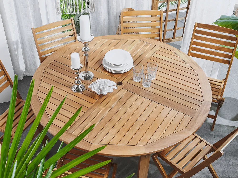 Garden Dining Table TOLVE 150 cm 150 cm Acacia Wood Brown