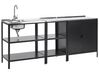 3 Piece Outdoor 2 Kitchen Islands and Cabinet Set with Sink Black VILAMA_872566